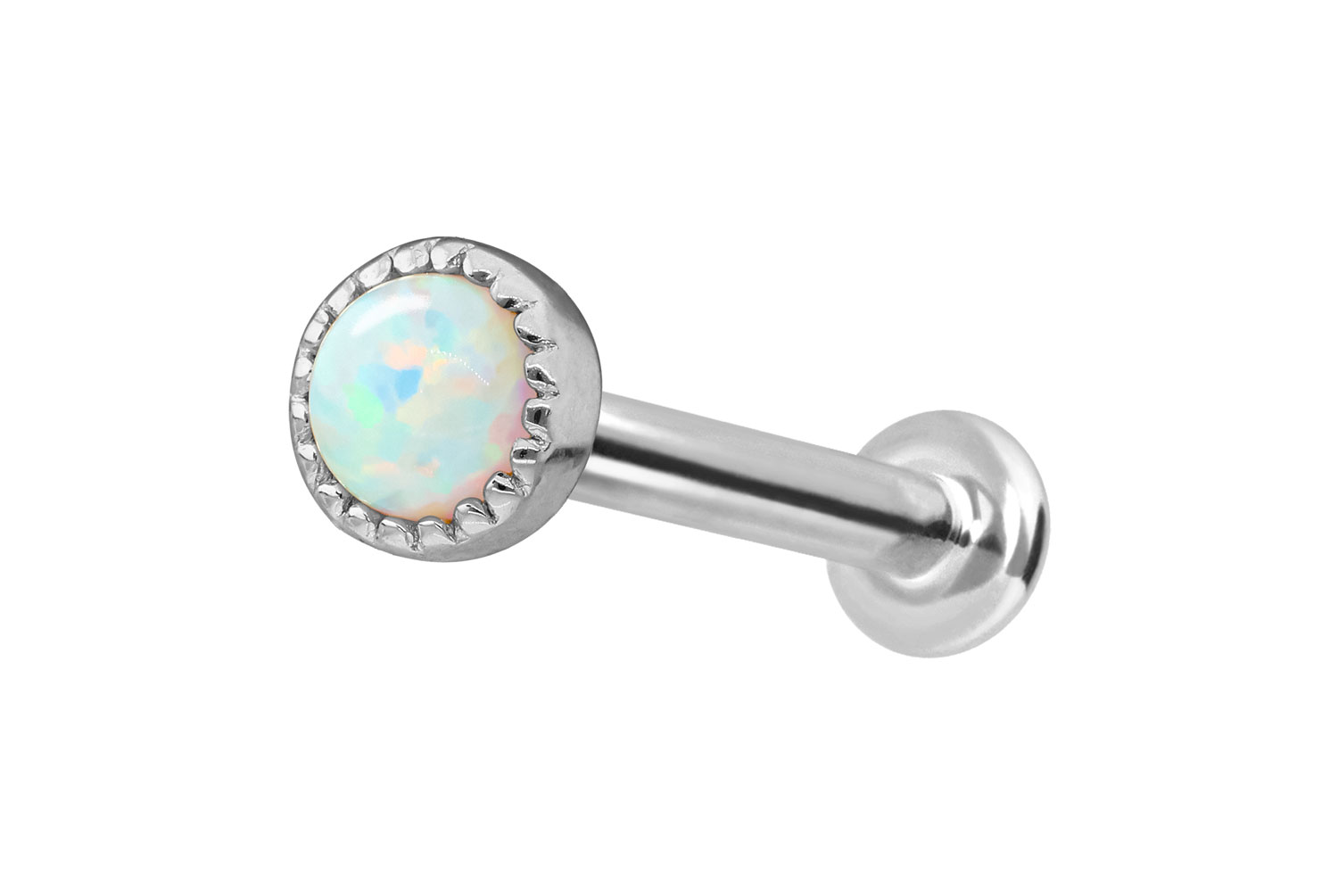 14 Karat Gold Labret Piercing mit Innengewinde SYNTHETISCHER OPAL